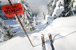 skier going down mountain