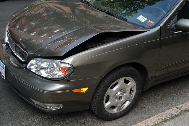 Car with bent hood