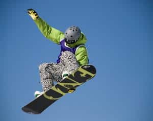 snowboarder wearing a helmet